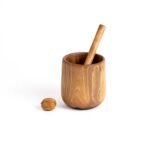 Verre à Jus en Bois de Noyer Bicolore avec Paille en Bois
